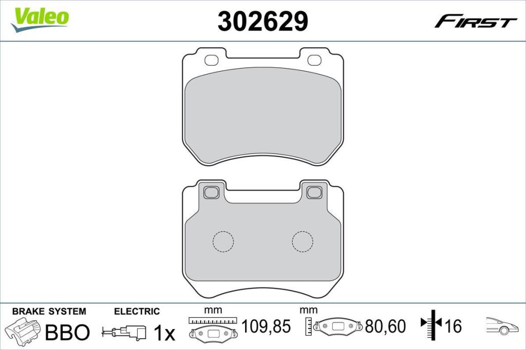 Jogo de 4 pastilhas de travão VALEO ref. 302629